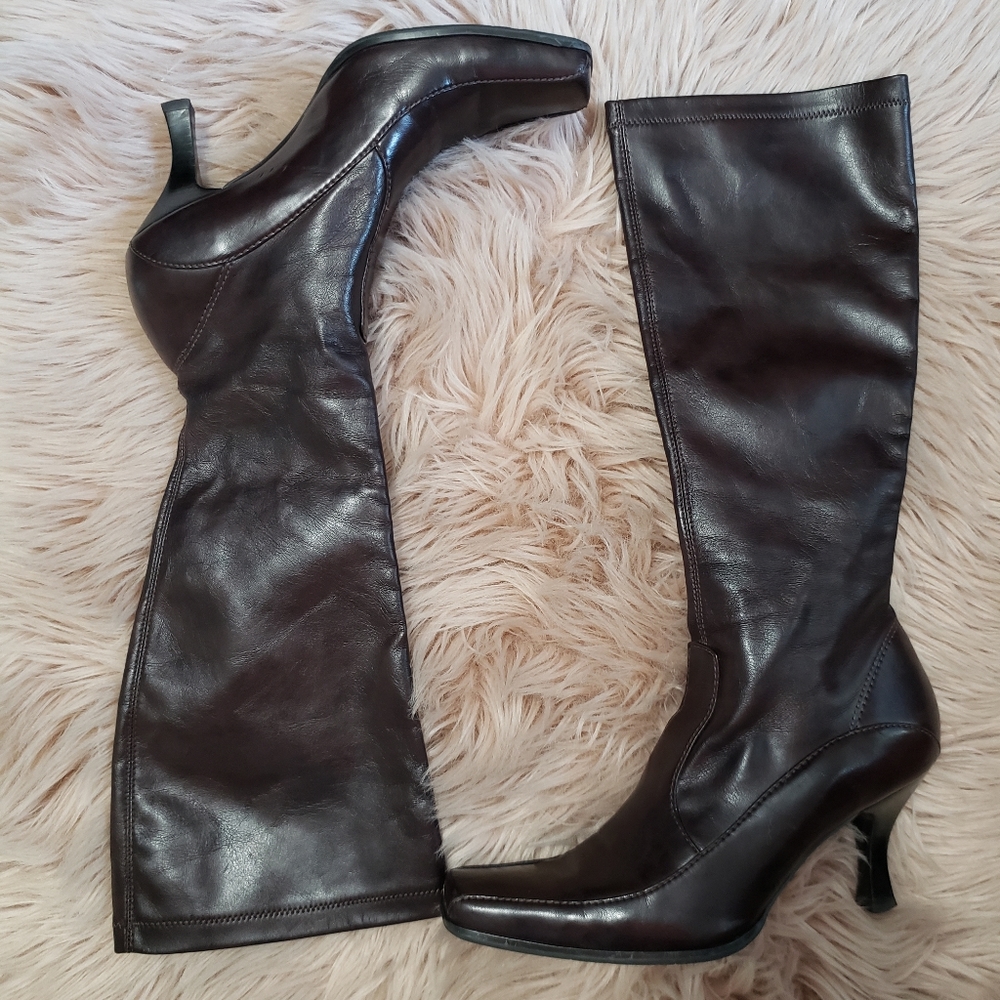 Franco Sarto man made brown boots. Size 8